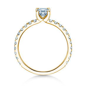 Bague de fiançailles Classic 4 Emerald Pavé en 14K or jaune avec diamants naturels 0,33ct G/VS