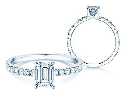 Bague de fiançailles Classic 4 Emerald Pavé
