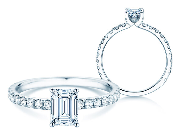 Bague de fiançailles Classic 4 Emerald Pavé