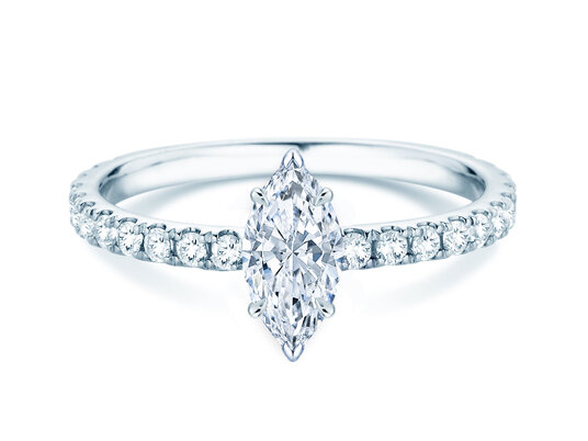 Bague de fiançailles Classic 4 Marquise Pavé en platine