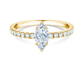 Bague de fiançailles Classic 4 Marquise Pavé en 14K or jaune avec diamants naturels 0,33ct G/SI