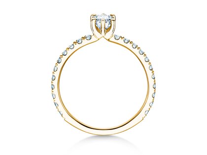 Bague de fiançailles Classic 4 Marquise Pavé en 14K or jaune avec diamants naturels 0,33ct G/SI
