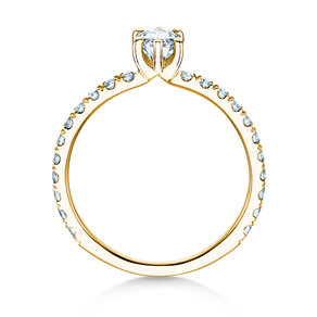Bague de fiançailles Classic 4 Marquise Pavé en 14K or jaune avec diamants naturels 0,33ct G/SI