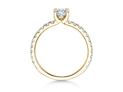 Bague de fiançailles Classic 4 Oval Pavé en 9K or jaune avec diamants naturels 0,87ct G/SI