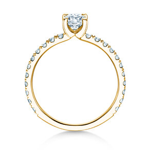 Bague de fiançailles Classic 4 Oval Pavé en 9K or jaune avec diamants naturels 0,87ct G/SI