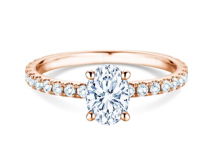 Bague de fiançailles Classic 4 Oval Pavé en or rose