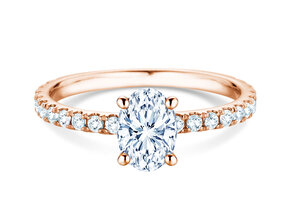 Bague de fiançailles Classic 4 Oval Pavé en or rose