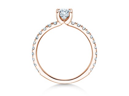 Bague de fiançailles Classic 4 Oval Pavé en or rose