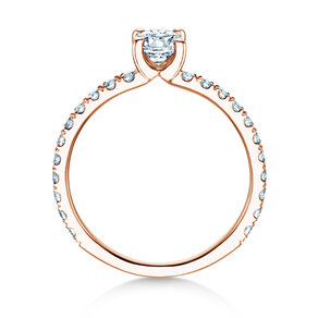 Bague de fiançailles Classic 4 Oval Pavé en or rose
