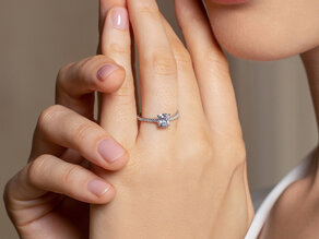 Bague de fiançailles Cushion Pavé en 14K or jaune avec diamants 0,44ct G/SI