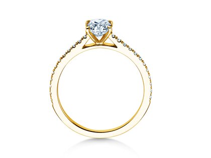 Bague de fiançailles Cushion Pavé en 9K or jaune avec diamants 1,22ct G/SI