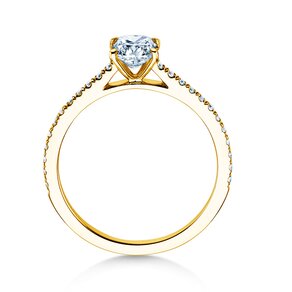 Bague de fiançailles Cushion Pavé en 9K or jaune avec diamants 1,22ct G/SI
