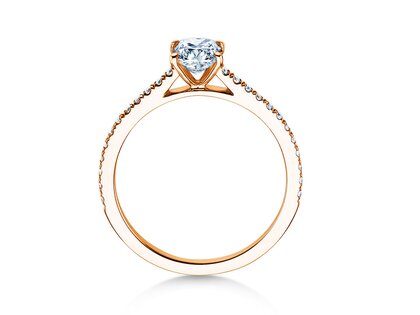 Bague de fiançailles Cushion Pavé en 9K or rose avec diamants 0,77ct G/SI
