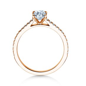 Bague de fiançailles Cushion Pavé en 9K or rose avec diamants 0,77ct G/SI