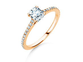 Bague de fiançailles Cushion Pavé en 9K or rose avec diamants 0,77ct G/SI