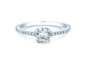 Bague de fiançailles Cushion Pavé en 14K or blanc avec diamants 1,22ct G/SI
