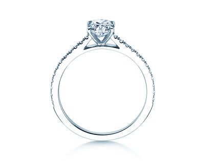 Bague de fiançailles Cushion Pavé en 14K or blanc avec diamants 1,22ct G/SI
