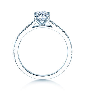 Bague de fiançailles Cushion Pavé en 14K or blanc avec diamants 1,22ct G/SI