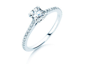 Bague de fiançailles Cushion Pavé en 14K or blanc avec diamants 1,22ct G/SI