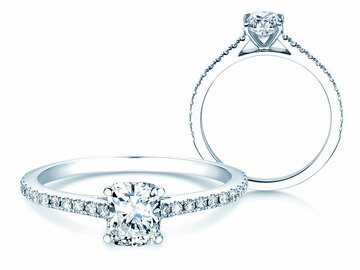 Bague de fiançailles Cushion Pavé