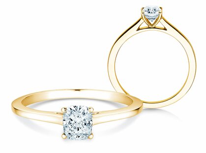 Bague de fiançailles Cushion en 14K or jaune avec diamant 0,30ct G/SI