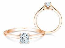 Bague de fiançailles Cushion en 18K or rose avec diamant 0,30ct G/SI