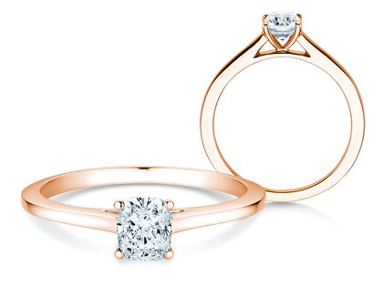 Bague de fiançailles Cushion en 14K or rose avec diamant 0,50ct G/SI