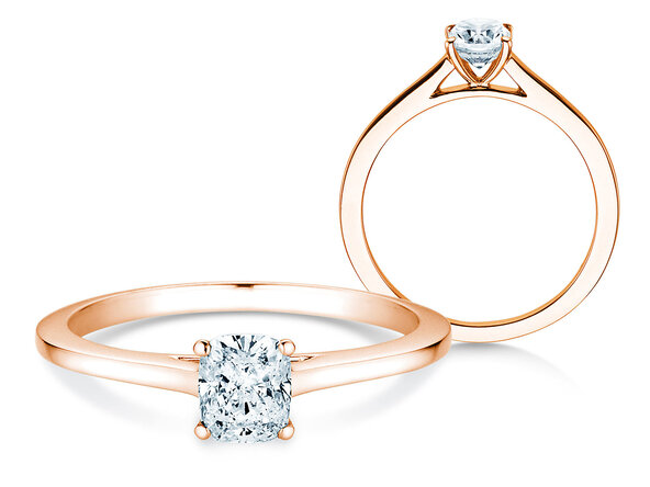 Bague de fiançailles Cushion en 14K or rose avec diamant 0,50ct G/SI