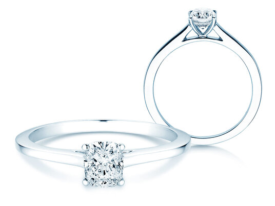 Bague de fiançailles Cushion en 14K or blanc avec diamant 0,30ct G/SI