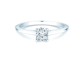 Bague de fiançailles Cushion en 14K or blanc avec diamant 0,30ct G/SI