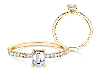 Bague de fiançailles Elaine en 14K or jaune avec diamants 0,86ct G/VS
