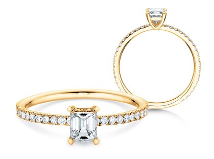 Bague de fiançailles Elaine dans 18K or jaune avec diamants 0,86ct