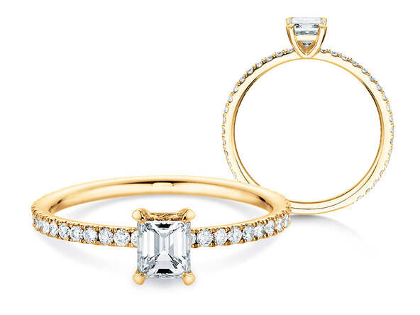 Bague de fiançailles Elaine en 14K or jaune avec diamants 0,86ct G/VS
