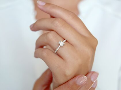 Bague de fiançailles Elaine en 14K or blanc avec diamants 0,86ct G/VS