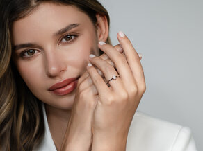 Bague de fiançailles Emerald Cross en 14K or jaune avec diamant 0,40ct G/VS