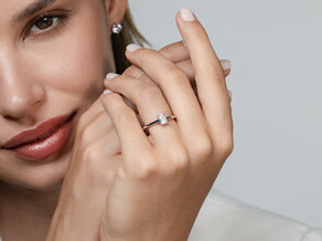 Bague de fiançailles Emerald Cross en 14K or blanc avec diamant 0,75ct G/VS