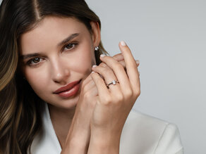 Bague de fiançailles Emerald Cross en 14K or blanc avec diamant 0,75ct G/VS
