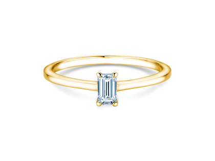 Bague de fiançailles Emerald Cross en 14K or jaune avec diamant 0,25ct G/VS