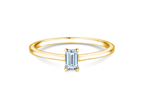 Bague de fiançailles Emerald Cross en 14K or jaune avec diamant 0,25ct G/VS