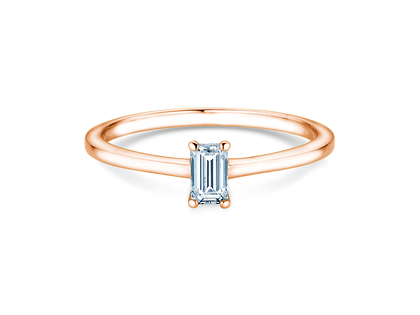 Bague de fiançailles Emerald Cross en 9K or rose avec diamant 0,50ct G/VS