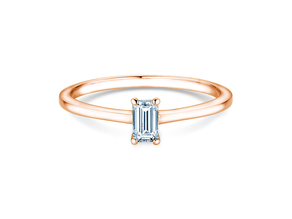 Bague de fiançailles Emerald Cross en 9K or rose avec diamant 0,50ct G/VS
