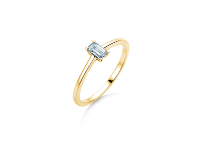 Bague de fiançailles Emerald Cross en 14K or jaune avec diamant 0,25ct G/VS