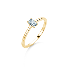 Bague de fiançailles Emerald Cross en 14K or jaune avec diamant 0,25ct G/VS