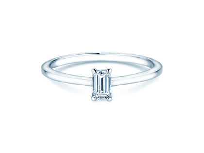 Bague de fiançailles Emerald Cross en 14K or blanc avec diamant 0,20ct G/VS