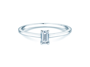 Bague de fiançailles Emerald Cross en 14K or blanc avec diamant 0,20ct G/VS