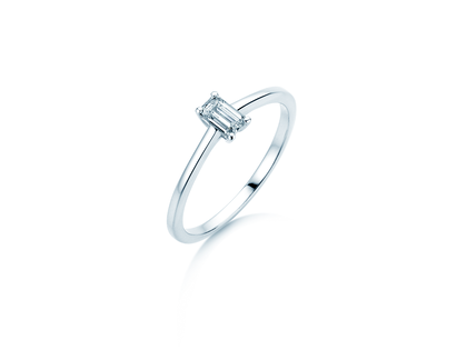 Bague de fiançailles Emerald Cross en 14K or blanc avec diamant 0,20ct G/VS