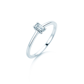 Bague de fiançailles Emerald Cross en 14K or blanc avec diamant 0,20ct G/VS