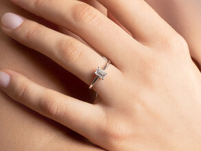 Bague de fiançailles Emerald Cross en 18K or blanc avec diamant 1,00ct G/VS
