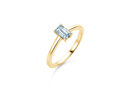 Bague de fiançailles Emerald Cross en 18K or jaune avec diamant 1,00ct G/VS