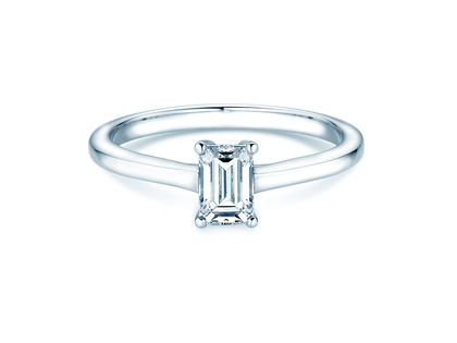 Bague de fiançailles Emerald Cross en 18K or blanc avec diamant 1,00ct G/VS